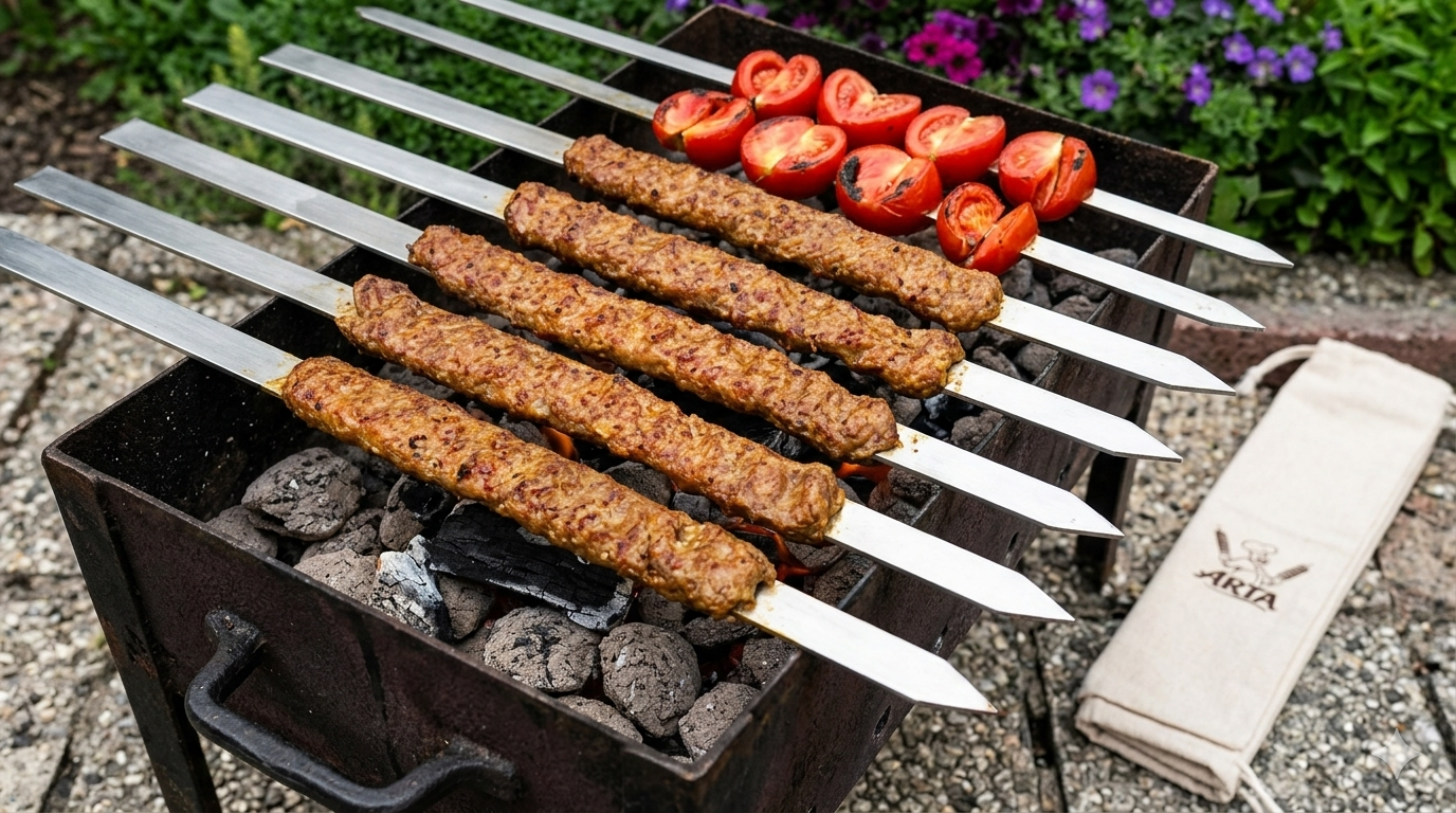 Persian barg kabab — lamb filet skewers on the grill